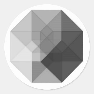 Sticker Rond Tesseract (niveaux de gris)