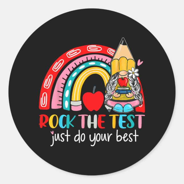 Sticker Rond Test amusant journée de test des enseignants Rainb (Devant)