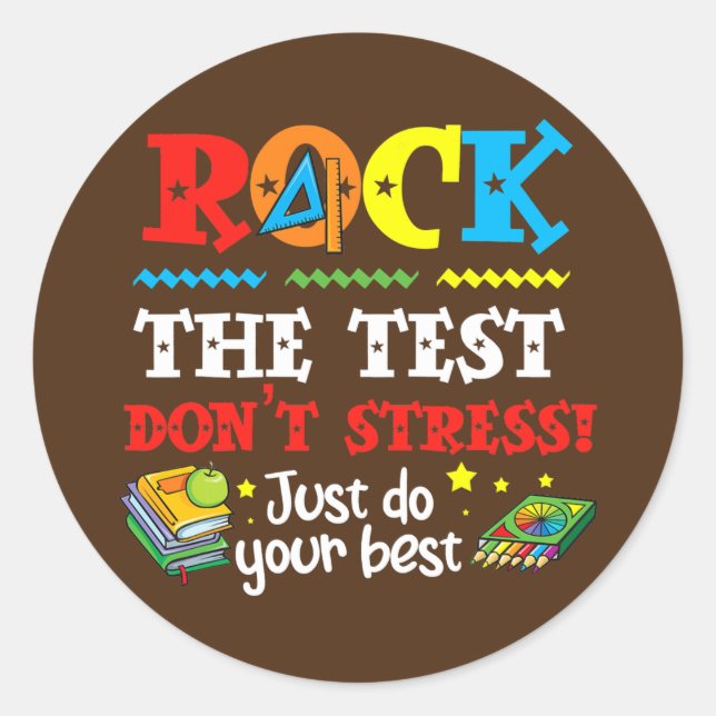 Sticker Rond Test Day Rock The Test Teacher Test Day (Devant)