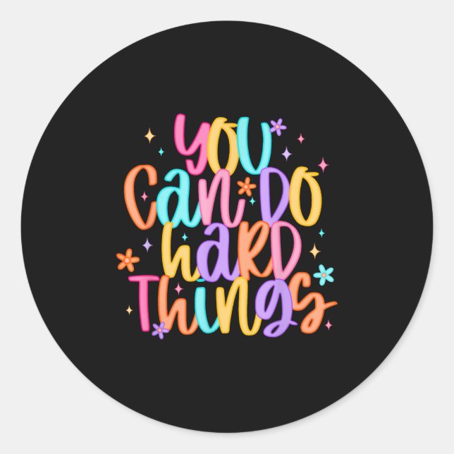 Sticker Rond Test Day You Can Do Hard Things Teacher Testing Da (Devant)