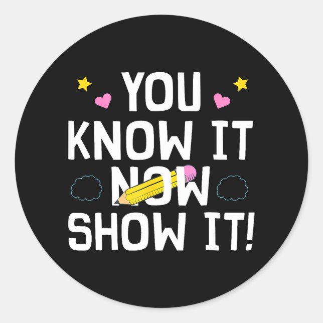 Sticker Rond Test de l'enseignant pour les hommes femmes Test J (Devant)