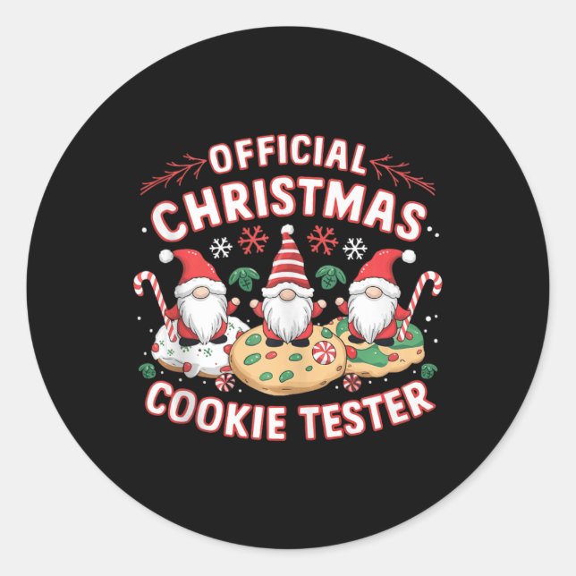 Sticker Rond Tester de Noël officiel Tester biscuit Xma (Devant)
