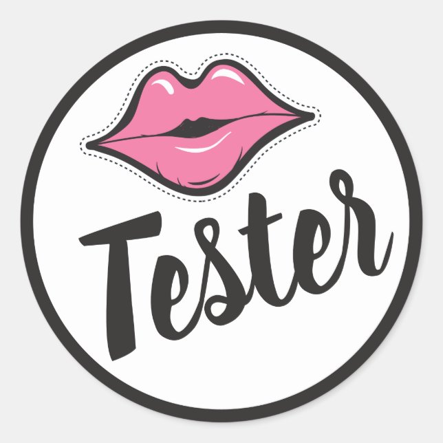 Sticker Rond TESTER Pink Kiss Lipstick & Beauty Distributeur (Devant)