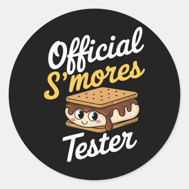 Sticker Rond Testeur de S'mores officiel Camping Smores Kawaii  (Devant)
