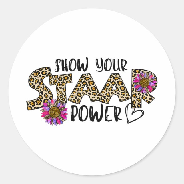 Sticker Rond Testez votre test d'examen d'enseignant Leopard Po (Devant)