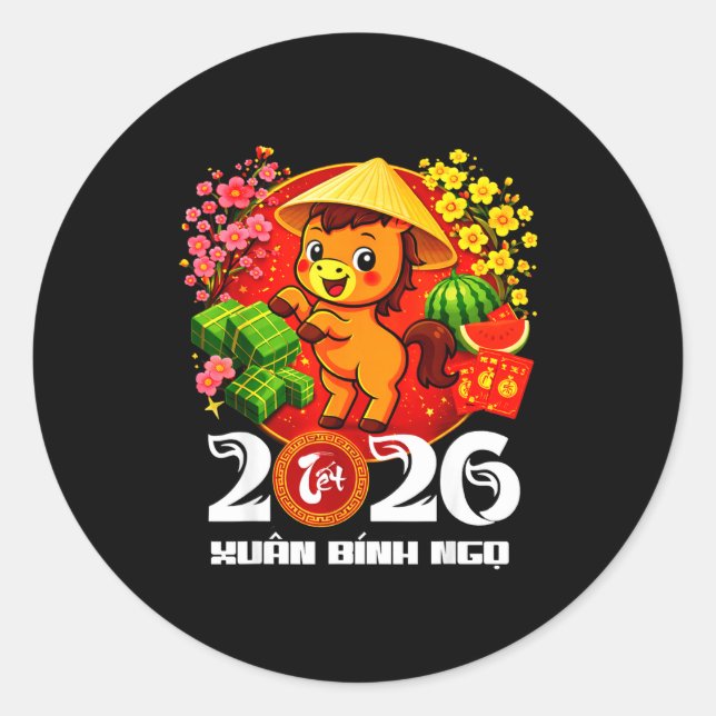 Sticker Rond Tét lunaire vietnamien Cheval (Devant)