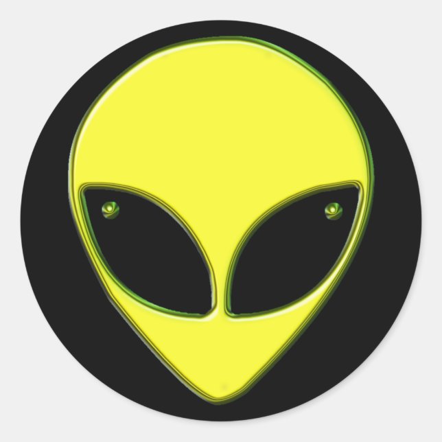STICKER ROND TÊTE ALIEN GREEN CHROME (Devant)