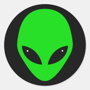 Sticker Rond Tête Alien verte