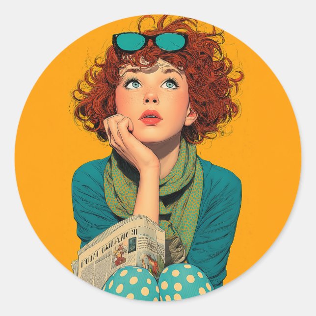 Sticker Rond Tête blanche en Pois (Devant)