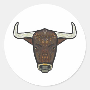 Sticker Rond Tête Bull