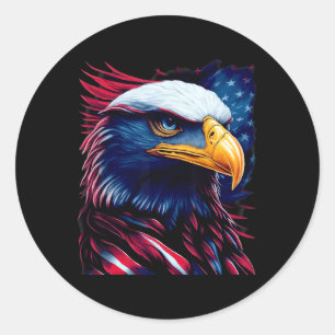 Sticker Rond Tête d'aigle patriotique - 4 juillet Da de l'indép