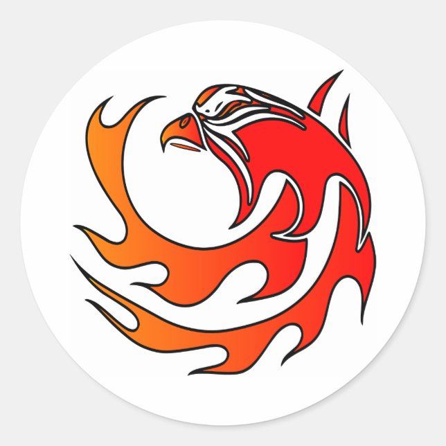 Sticker Rond Tête d'aigle tribal de la flamme blanche (Devant)