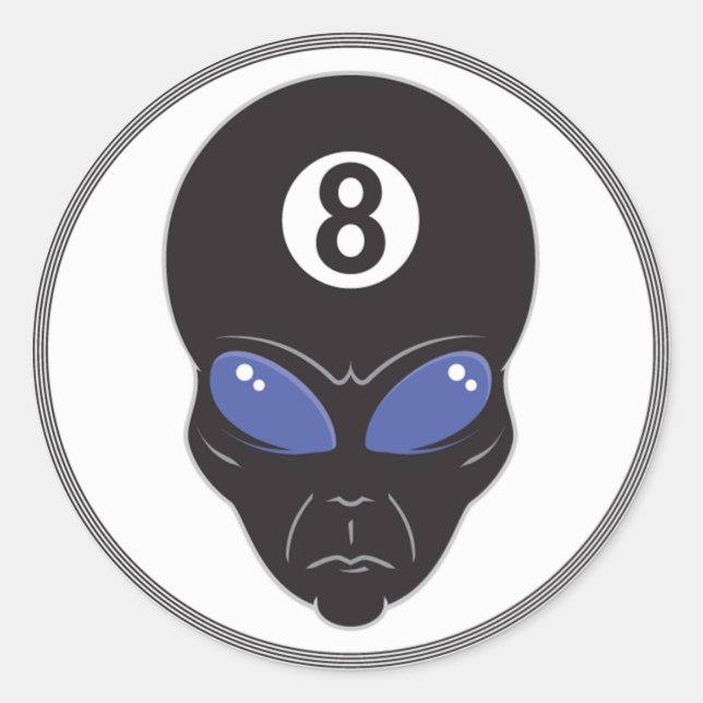 Sticker Rond tête d'alien boule huit (Devant)