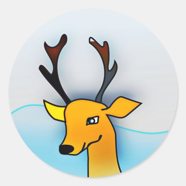 Sticker Rond Tête de cerf-54675 (Devant)