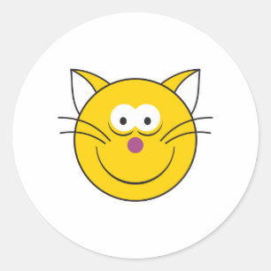Sticker Rond Tête de Chat Minou