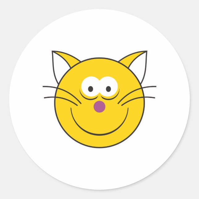 Sticker Rond Tête de Chat Minou (Devant)