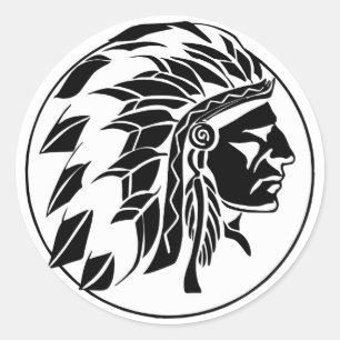 Sticker Rond Tête de chef indien