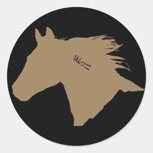 Sticker Rond Tête de cheval Mustang (Devant)