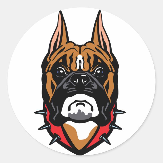Sticker Rond tête de chien de boxe (Devant)