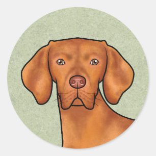 Sticker Rond Tête de chien de race Magyar Vizsla de dessin anim
