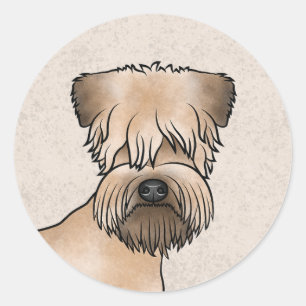 Sticker Rond Tête de chien doux Terrier Irlandais sur fond beig
