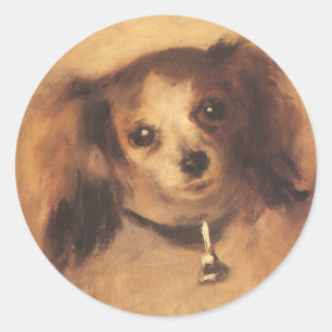 Sticker Rond Tête de chien par Pierre Renoir, Beaux-arts vintag