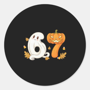 Sticker Rond Tête de citrouille effrayante fantôme 67 Six Septe