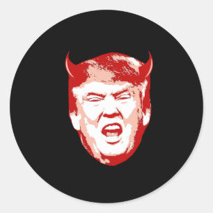 Sticker Rond Tête de Diable Trump - Anti-Trump -