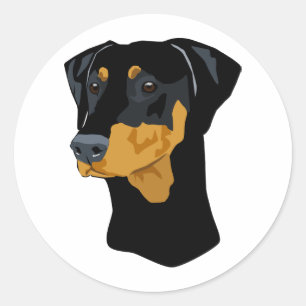 Sticker Rond Tête de dobermann, noir, Uncropped