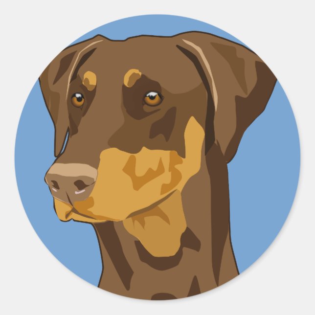 Sticker Rond Tête de dobermann, rouge, Uncropped (Devant)