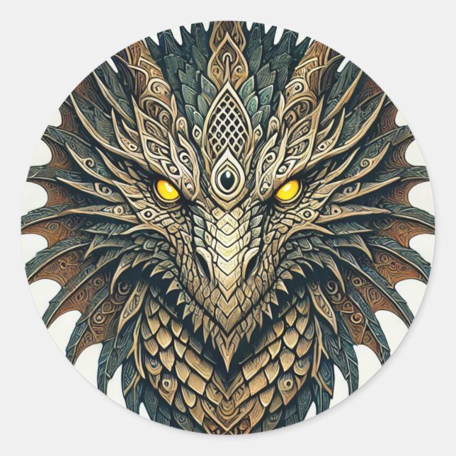Sticker Rond Tête de dragon  (Devant)
