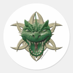Sticker Rond Tête de dragon - Vert