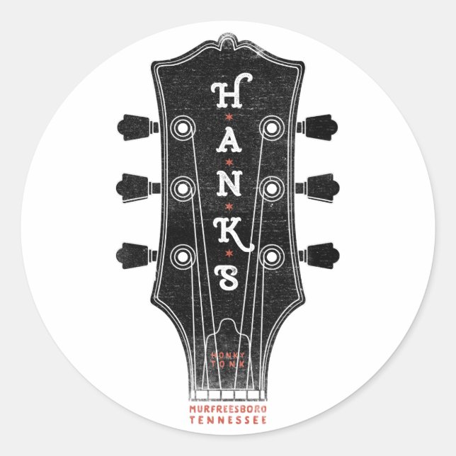 Sticker Rond Tête de guitare de Hank (Devant)
