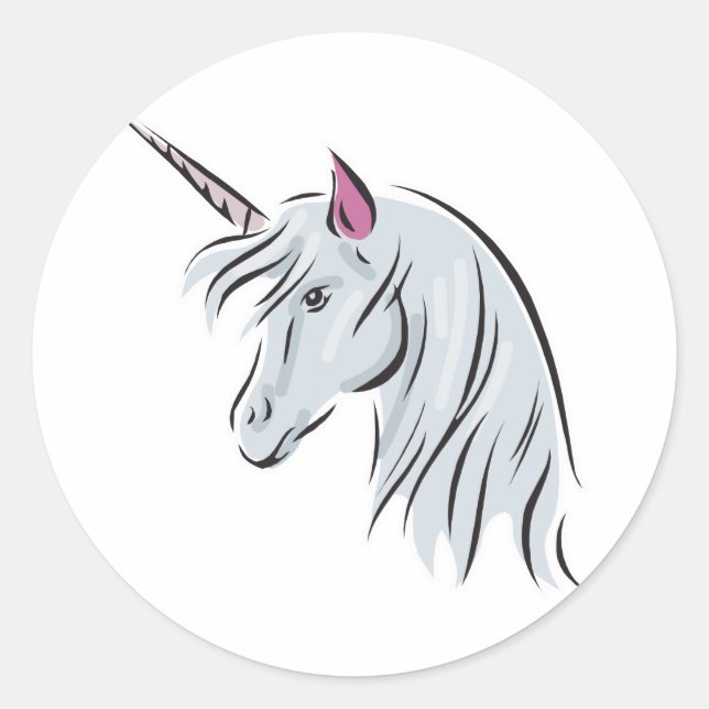Sticker Rond tête de licorne blanche (Devant)