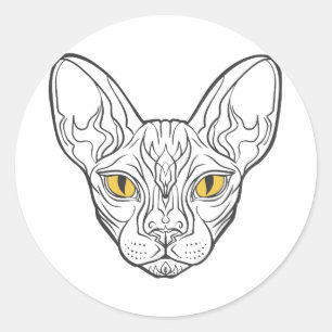 Sticker Rond Tête de ligne chat égyptien - Choisir la couleur a