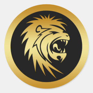 STICKER ROND TÊTE DE LION D'OR