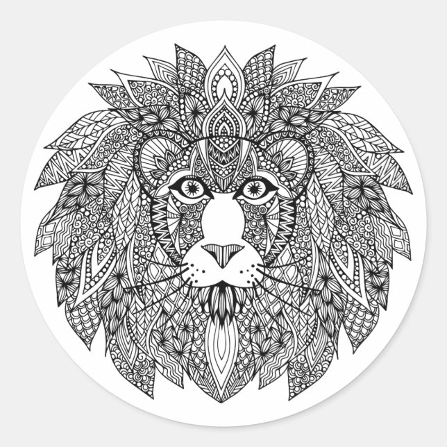 Sticker Rond Tête de lion inspirée 4 (Devant)