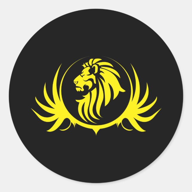 Sticker Rond Tête de lion jaune majestueuse (Devant)