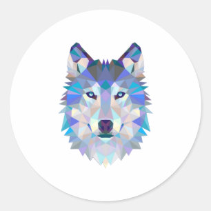 Sticker Rond Tête de loup polygonale géométrique