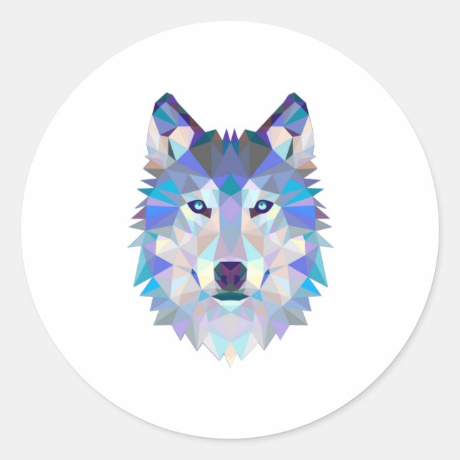 Sticker Rond Tête de loup polygonale géométrique (Devant)