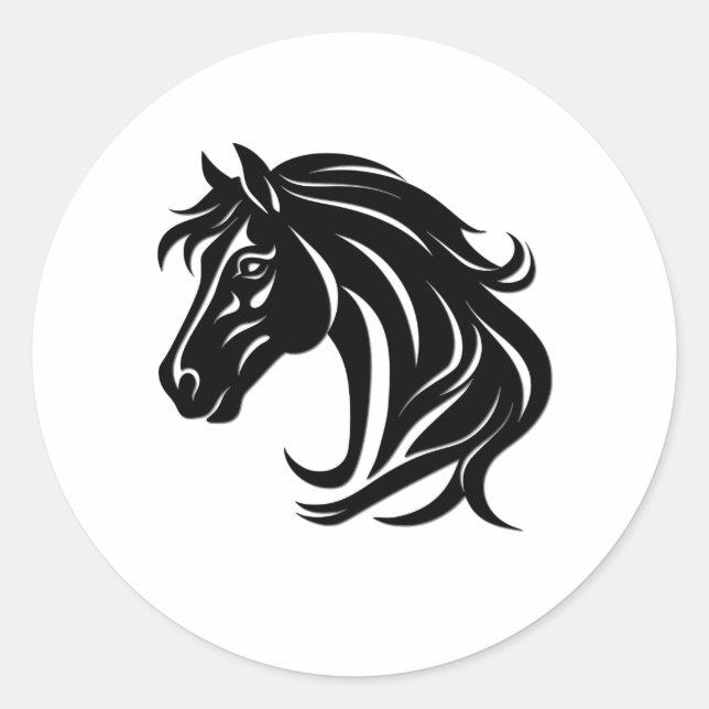 Sticker Rond Tête de magnifique cheval noir   (Devant)