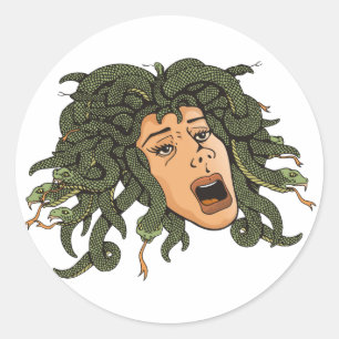 Sticker Rond Tête de Medusa