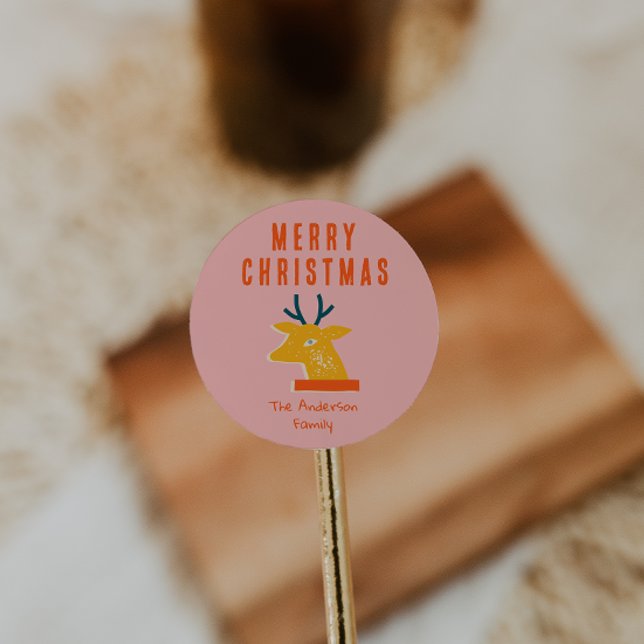 Sticker Rond Tête de Noël rouge rouge vintage (Créateur téléchargé)