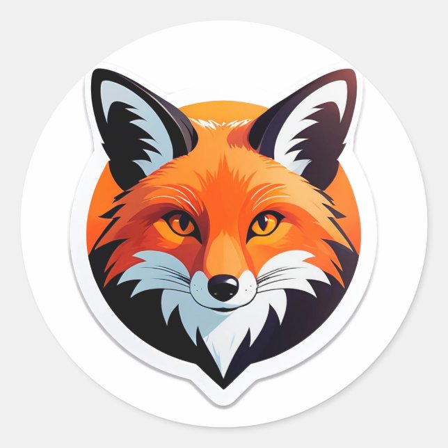 Sticker Rond Tête de renard vibrant (Devant)