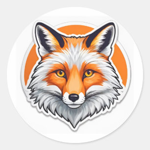Sticker Rond Tête de renard vibrant