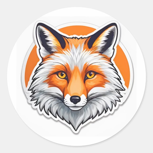Sticker Rond Tête de renard vibrant (Devant)