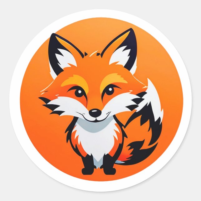 Sticker Rond Tête de renard vibrant (Devant)