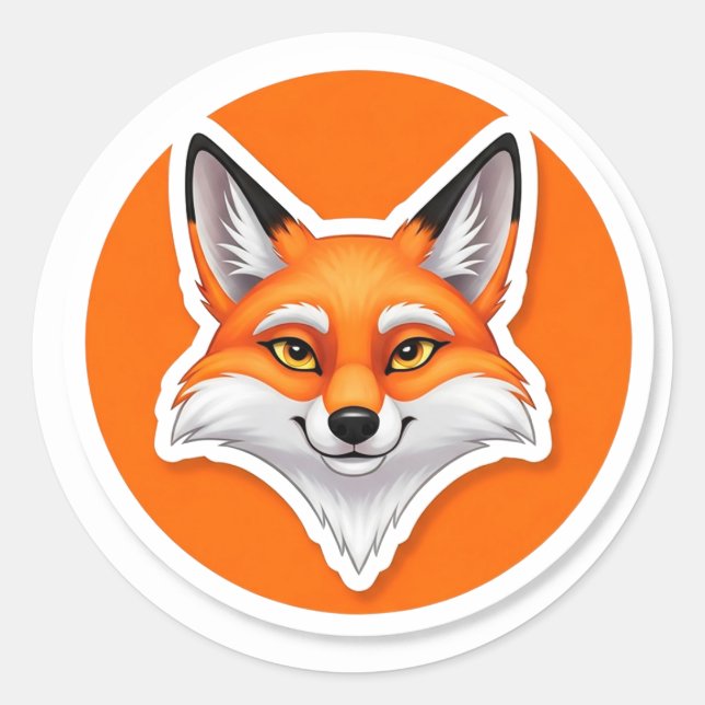 Sticker Rond Tête de renard vibrant (Devant)