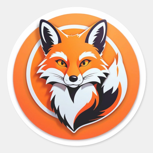 Sticker Rond Tête de renard vibrant (Devant)