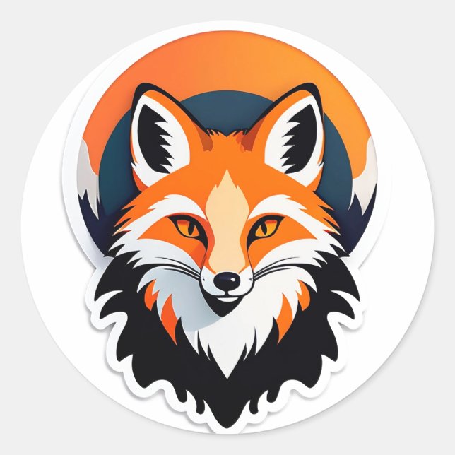 Sticker Rond Tête de renard vibrant (Devant)